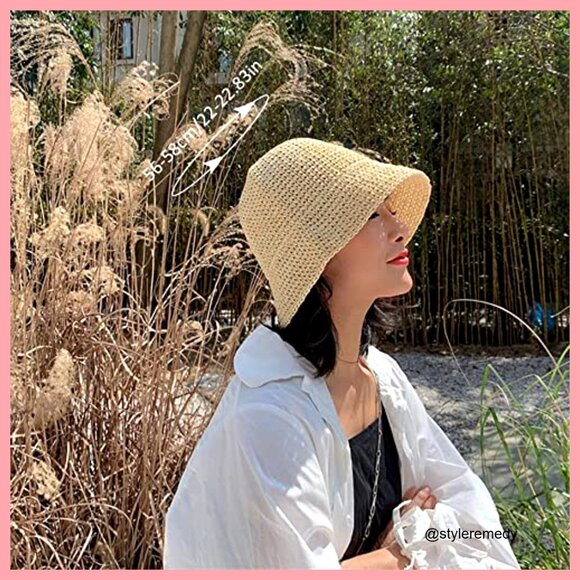 Packable Paper Sun Hat Hand-Woven Beach Bucket Hat UV Protection main image 5